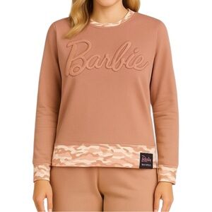 Barbie x Ugly Dukling NWT Pink Sweatshirt with Printed Camo Trim